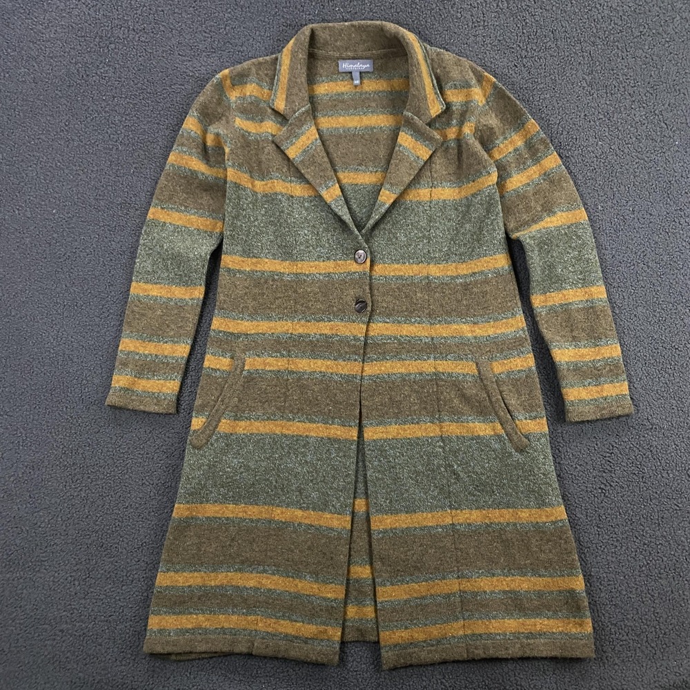 Himalaya Clothing Cardigan Sweater Womens XS Wool Stripe Long Coat Duster Warm